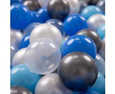 KiddyMoon 200 ∅ 7Cm Kinder Bälle Spielbälle Für Bällebad Baby Plastikbälle Made In EU, Perle Blau Baby Blau Transparent Silver