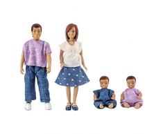 Lundby 60-806300 - Biegepuppen für Puppenhaus - Familie - 4-teilig - Puppenhauszubehör - Kunststoff-Puppen m. ausziehbarer Kleidung - Figuren - Eltern, Kinder - Zubehör - ab 3 Jahre - Minipuppen 1:18