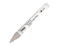 Kreul 16575 - Glass und Porcelain Pen Chalky, sanft - matte Glas- und Porzellanfarbe mit Kreide Optik, deckend, lichtecht, formstabile Rundspitze mit Strichstärke 2 - 4 mm, Noble Nougat