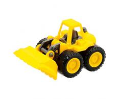 Bieco 19560119 Bulldozer für Sandkasten oder Zuhause, Strandspielzeug zum Schieben, Planierraupe zum Spielen und Üben der Motorik, Raupenfahrzeug für Kinder ab 12m+, gelb