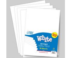 Baker Ross Großpackung Bastelpappe in Weiß DIN A4 (50 Stück) - 220 g/m² - Bastelpapier für Kinder Bastelprojekte