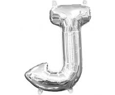 amscan 3303011 Folienballon Minishape Buchstabe J, Silber