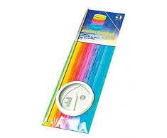 Ursus 7430000 Laternenbastelset Regenbogen Streifen, Laternenzuschnitte aus Transparentpapier, Laternendeckel und-Boden, Laternenstab, Tragebügel, Kerzenhalter und Kerze, ca. 15,3 x 20 cm, bunt