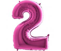 Trendario Folienballon Zahl 2 (Rosa) - XXL Riesenzahl 100cm Ballon - Helium Luftballons für Geburtstag, Partydeko, Hochzeit (Zahl 0, Silber)