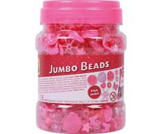 Lena 32719 - Bastelset Jumbo Box Perlen, Fädelperlen aus Kunststoff, Perlenset für Kinder ab 3 Jahre, Dose mit Perlen in verschiedenen Farben und Formen, Schnüre und Verschlüsse zum Schmuck basteln