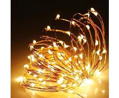 Shatchi 51022-GOLD-SPARKLES-LIGHT-20-WW-1 PCS 20 warmweiße LED Micro Reis Kupfer Gold Draht Innen Batteriebetrieben Firefly Lichterkette Hochzeit Party Weihnachten Home Decor