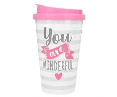 Depesche 2180.047 to-Go Becher aus Kunststoff mit Spruch, 350 ml, You Are Wonderful, Mehrfarbig
