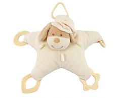 Kögler 20371 Greifstern für Babys aus weichem Plüsch, Hund in beige, mit Rassel und 4 verschiedenen Greifringen, ca. 14 x 30 cm groß