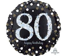 Amscan 3787701 Folienballon Bouquet Sparkling Birthday 80 Jahre
