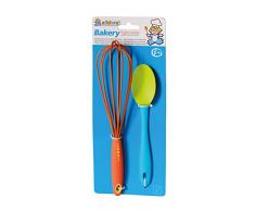 Alldoro Backset für Kinder, bestehend aus Schneebesen und Löffel, aus hitzebeständigem Silikon, zum Backen und Spielen