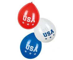 Boland 44962 - Latexballons USA, 6 Stück, Größe ca. 25 cm, 3 Motive sortiert, Amerika, Blau, Weiß, Rot, Luftballon, Geburtstag, Gartenparty, Mottoparty, Karneval, Hängedekoration