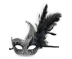 Coolwife Kostüm Maske Feder Maskerade Maske Halloween Karneval Cosplay Partei Masque (Voll Sprung Schwarz)