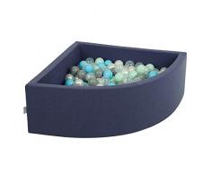 KiddyMoon Viertel Bällebad, dunkelblau:Perle/grau/transparent/Babyblue/Mint