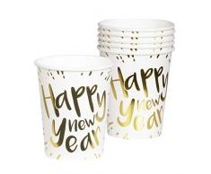 Boland 13463 6 Becher Happy New Year, Weiß/Gold