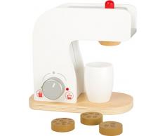 Small Foot 10593 Kaffeemaschine aus Holz mit Dreh-und Druckknöpfen sowie Kaffeetasse und Holzplättchen mit Kaffeebohnen-Ausdruck als Inhalt, ideales Zubehör für die Kinderküche