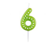 amscan 9900916 Zahlenkerze 6, mit weiÃen Punkten, farbig Sortiert, Entweder in Gelb, Blau, Rot, GrÃ¼n oder Orange