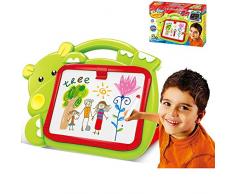 BAKAJI Magnettafel für Kinder Hippo 2 in 1 Doppelbett, mit Kreiden und Stiften, grün, Mehrfarbig, 8050534663297