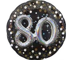 amscan 3790201 Folienballon Multi Holographisch Sparkling Birthday 80, Mehrfarbig