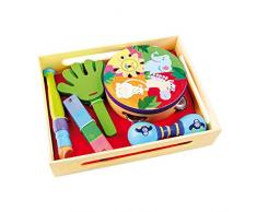 small foot 6963 Musik-Set Safari aus Holz, 5 Musikspielzeuge, wie Tamburin, Rassel, Klapper