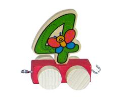 Hess Holzspielzeug 00444 - Waggon für Geburtstagszug, ca. 5 cm, Zahl 4