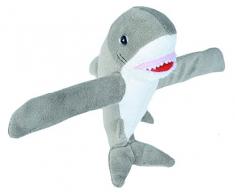 Wild Republic 21417 Huggers Schnapparmband Kuscheltier, Plüschtier, Weißer Hai 20 cm, Grau