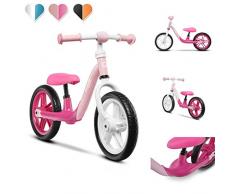Lionelo Alex Laufrad Kinder Fahrrad bis 30 kg Sattel und Lenker einstellbar 12 Zoll Eva Schaumräder robuste Konstruktion Lenkeinschlagsbegrenzung EN 71 (Rosa)