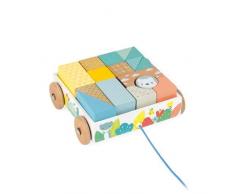 Janod J05152 Pure Nachziehwagen Mit Steinen (Holz), Mehrfarbig