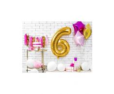 PartyDeco FB1M-6-019 86cm Folienballon Zahl 6 Gold