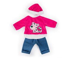 Bayer Design 83878AA Puppenkleidung für 33-38cm Puppen, Hose, Oberteil und Mütze, Set, Outfit mit Leopard, rosa, weiß, Jeans
