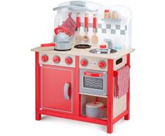 New Classic Toys - 11060 - Kinderrollenspiele - Hölzern Kinderküche - Bon Appetit - DeLuxe - Rot - Einschließlich Zubehör