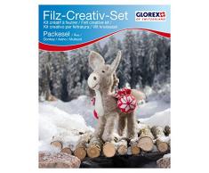 Glorex 6 2902 607 - Kreatives Filz Bastelset Packesel, Filzset mit Trockenfilzwolle, fertige Figur ist ca. 10 x 14 cm groß