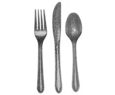 Unbekannt Creative Converting Premium Kunststoff Glitz Silber Glitzer Besteck, 24 Utensilien Pro Paket