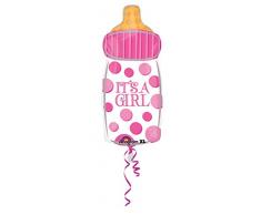 Amscan 2680101 Folienballon Babyflasche, Its a Girl, Rosa, Weiß