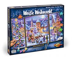 Schipper Malen nach Zahlen , Weiße Weihnacht , Bilder malen für Erwachsene, inklusive Pinsel und Acrylfarben, Triptychon 50 x 80 cm