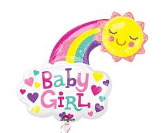Amscan International 3405401 30 Baby Girl Bright Super Form Folienballon Happy Sun
