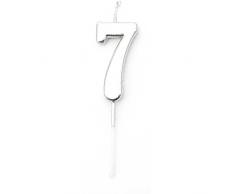 Gifts 4 All Occasions Limited SHATCHI-1348 Shatchi Silberne 7 Zahlenkerzen Geburtstag Jahrestag Party Kuchen-Dekoration