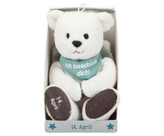 Depesche 8139.105 - Schutzengel Bär aus Plüsch, ca. 9 cm, mit Datum 14. April, Geschenk für Geburtstag, Jahrestag oder Hochzeitstag