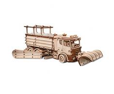 Eco Wood Art SNOWTRUCK EWA EcoWoodArt 3D Holzpuzzle für Jugendliche und Erwachsene-Mechanisches Schneepflug-LKW-Modell-DIY-Bausatz, Selbstmontage, kein Kleber erforderlich