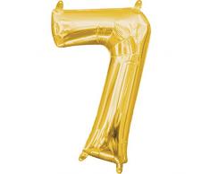 Amscan 3308911 Folienballon Minishape Zahl 7, Latex, Gold