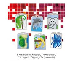 Pracht Creatives Hobby P90069-63501 Pixel Spaß Bastelset 31, für 6 Medaillons, Schlüsselanhänger, für Kinder, Jungen und Mädchen, ideal als kleines Geschenk, Mitgebsel, für den Kindergeburtstag, bunt