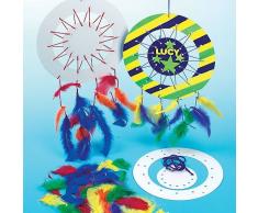 Baker Ross Bastelset - Traumfänger - aus Pappe und mit Federn - zum Basteln und Aufhängen für Kinder - als Fensterdeko geeignet - 6 Stück