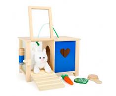 small foot company small foot 5793 Hasenstall, aus Holz, mit Zubehör, ideal für aktives Rollenspiel, besonders für Hasenliebhaber Spielzeug