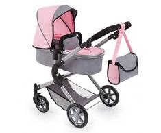 Bayer Design 18108AA City Neo Puppenwagen mit Wickeltasche und Einkaufskorb / umwandelbar in einen Sportwagen / höhenverstellbar / Design: Fee / grau, rosa