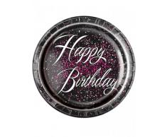 Unique Party Supplies Glitz Pink Folie Geburtstag Papier Teller, 8 Stück
