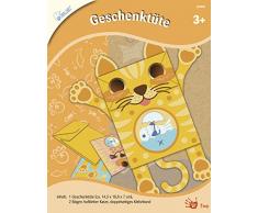 MAMMUT 157007 - Bastelset, Geschenktüte, Katze, Papierkunst, Komplettset mit 1 Geschenktüte, 2 Bögen Aufkleber, 1 Rolle Klebeband und Anleitung, Kreativset für Kinder ab 3 Jahre