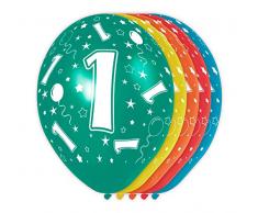 Folat - Luftballons Zahl 1 - 5 Stück heliumgeeignet Allover Print