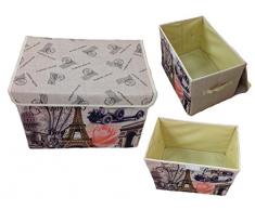 GMMH Aufbewahrungsbox mit Deckel Lein Paris Rom England London Kiste Organizer (Paris)