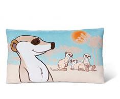 Nici 44970 Kissen Erdmännchen aus Plüsch rechteckig 43x25cm, beige/türkis