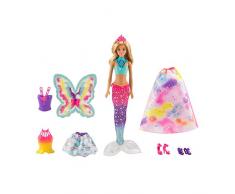 Barbie FJD08 - Dreamtopia 3-in-1 Fantasie Puppe, Fee Meerjungfrau und Prinzessin, Puppen Geschenkset mit Zubehör, Mädchen Spielzeug ab 3 Jahren