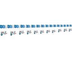 Girlande: Papiergirlande, Storch, hellblaue Taufgirlande, 4 m